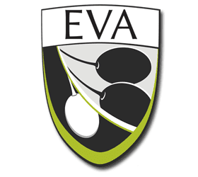Logo of EVA featuring two olives in black and white with green accents. - Olive Oil Times