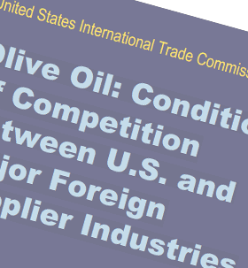 Cover of a report titled 'Olive Oil: Conditions of Competition between U.S. and Major Foreign Supplier Industries'. - Olive Oil Times
