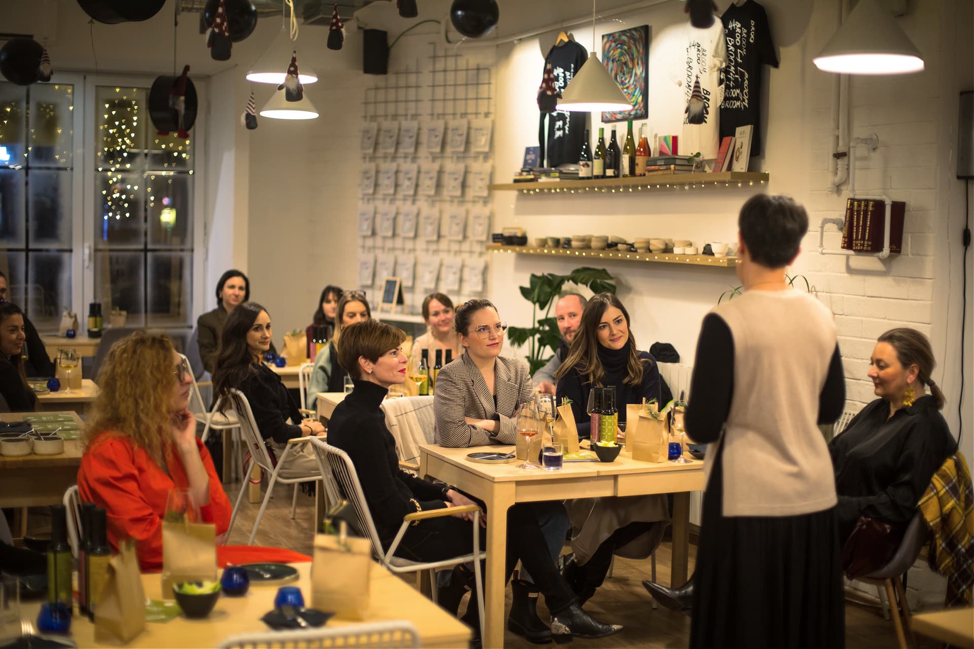 Lena Puhar O’Grady leads guests in an olive oil tasting at Brist