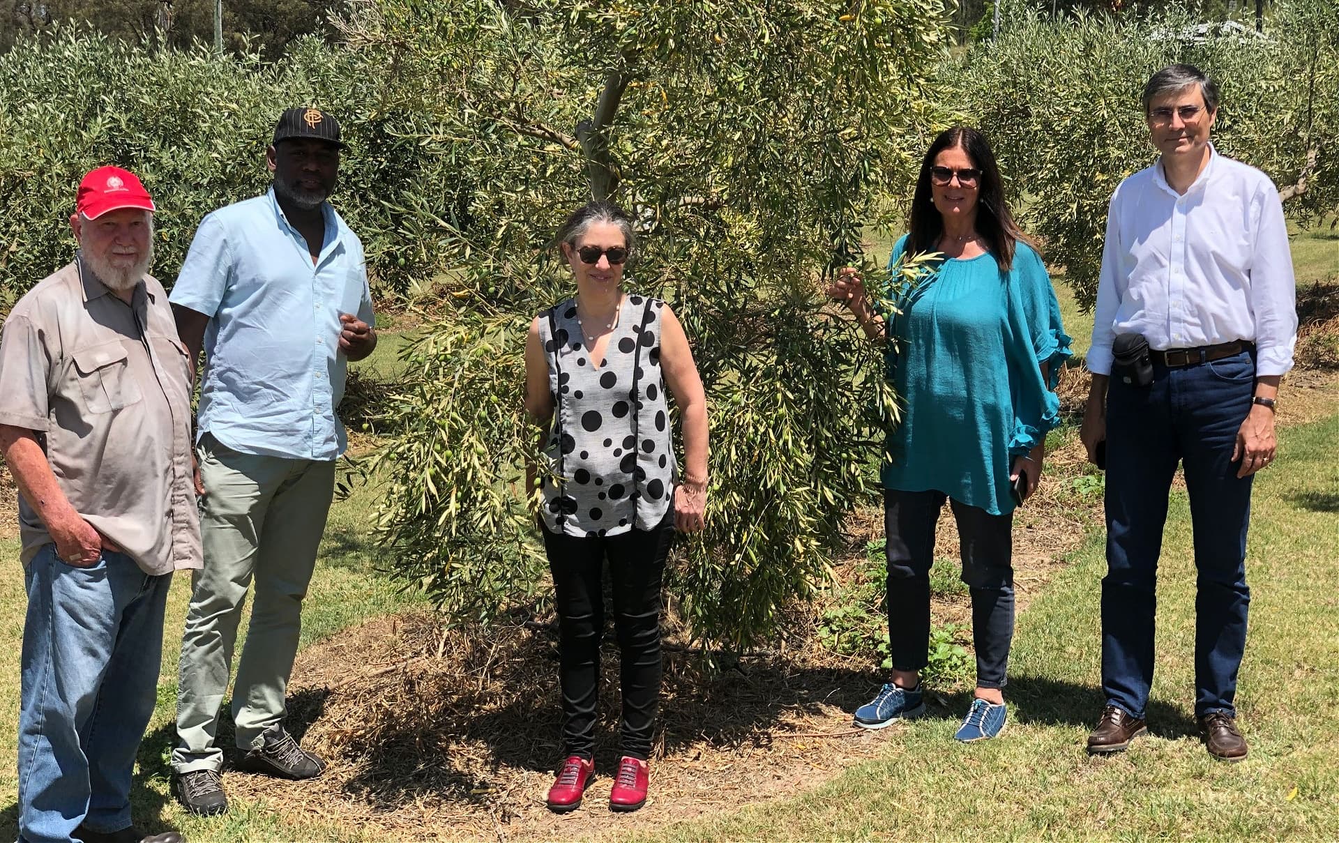 Professor Robert Spooner-Hart (red cap) with researchers from Portugal in the Hunter Valley earlier this year