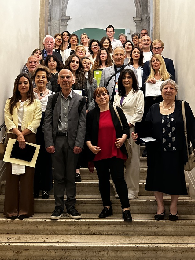 The winners of the 7th Ranieri Filo della Torre literary prize with some of the organizers and Marida Iacona della Motta Filo della Torre