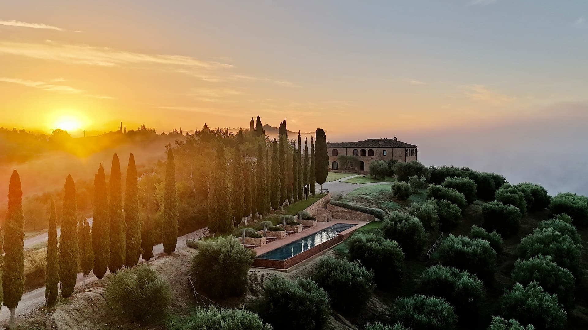 The Mezzecrete estate sits near the Abbey of Monte Oliveto Maggiore, a major monastic complex founded in 1313, whose community has ever since upheld a longstanding tradition of olive oil production.