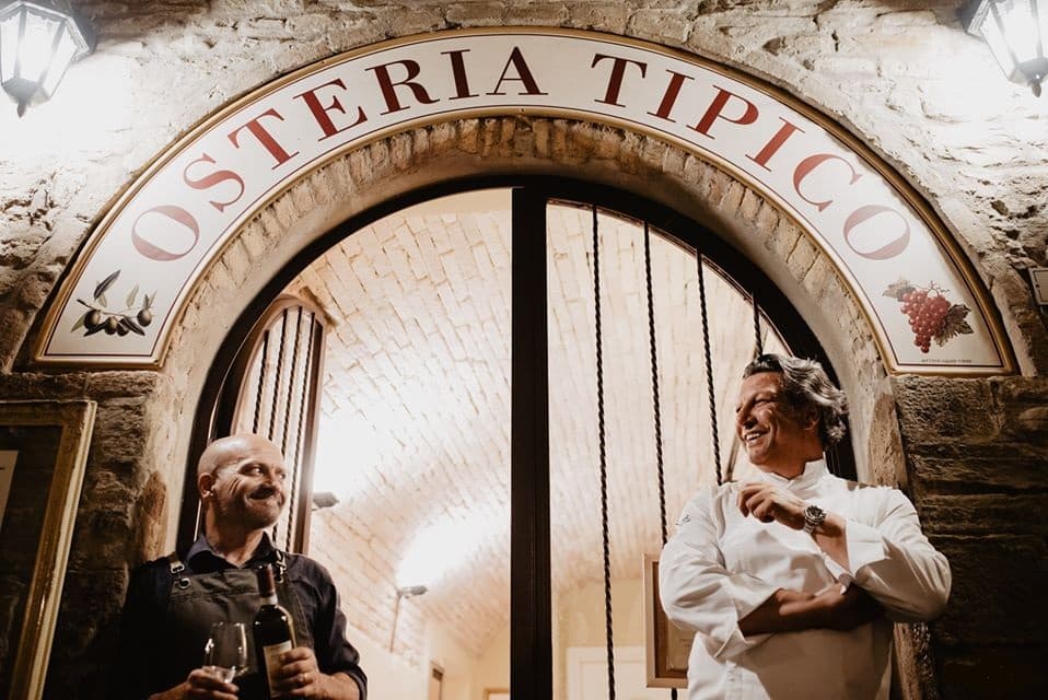 Paolo Morbidoni (left) and Giancarlo Polito at Tipico Osteria dei Sensi in Montone, Umbria.