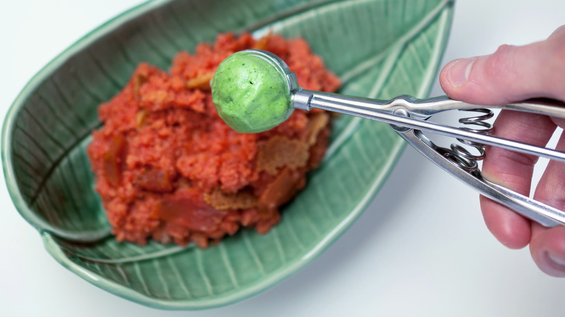 Ultra tomato and Tuscan bread soup with basil gelato. (Photo: Andrea Moretti and Liudmila Musatova)